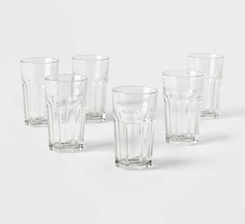 12pc Glass Tremont Tall and Short Faceted Tumbler Set - Threshold™