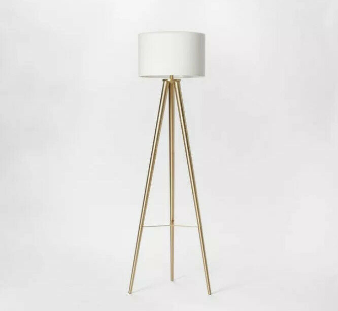 Project 62 Delavan Metal factory Tripod Floor Lamp Brass