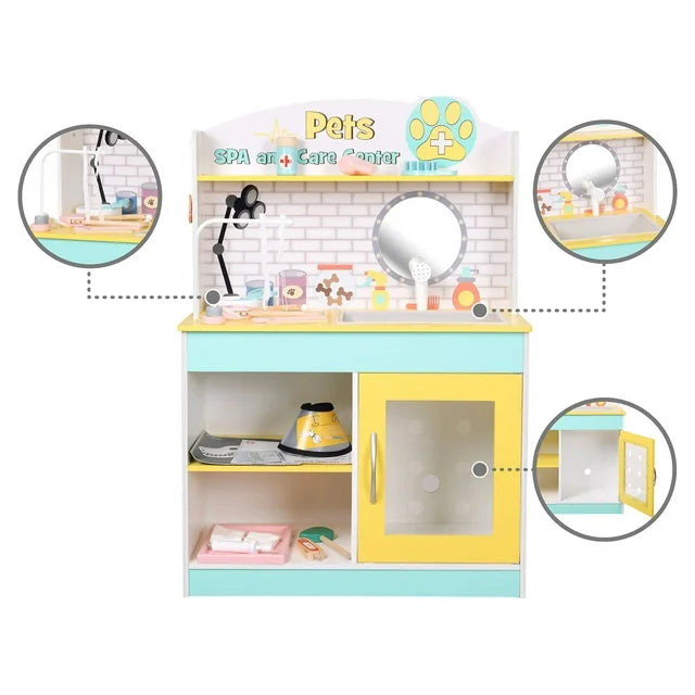 TEAMSON KIDS LITTLE HELPER WOODEN PET CARE AND VETERINARY CLINIC PLAYSET