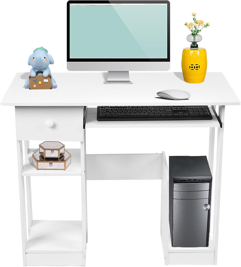 Computer Desk with Keyboard Tray and Drawers