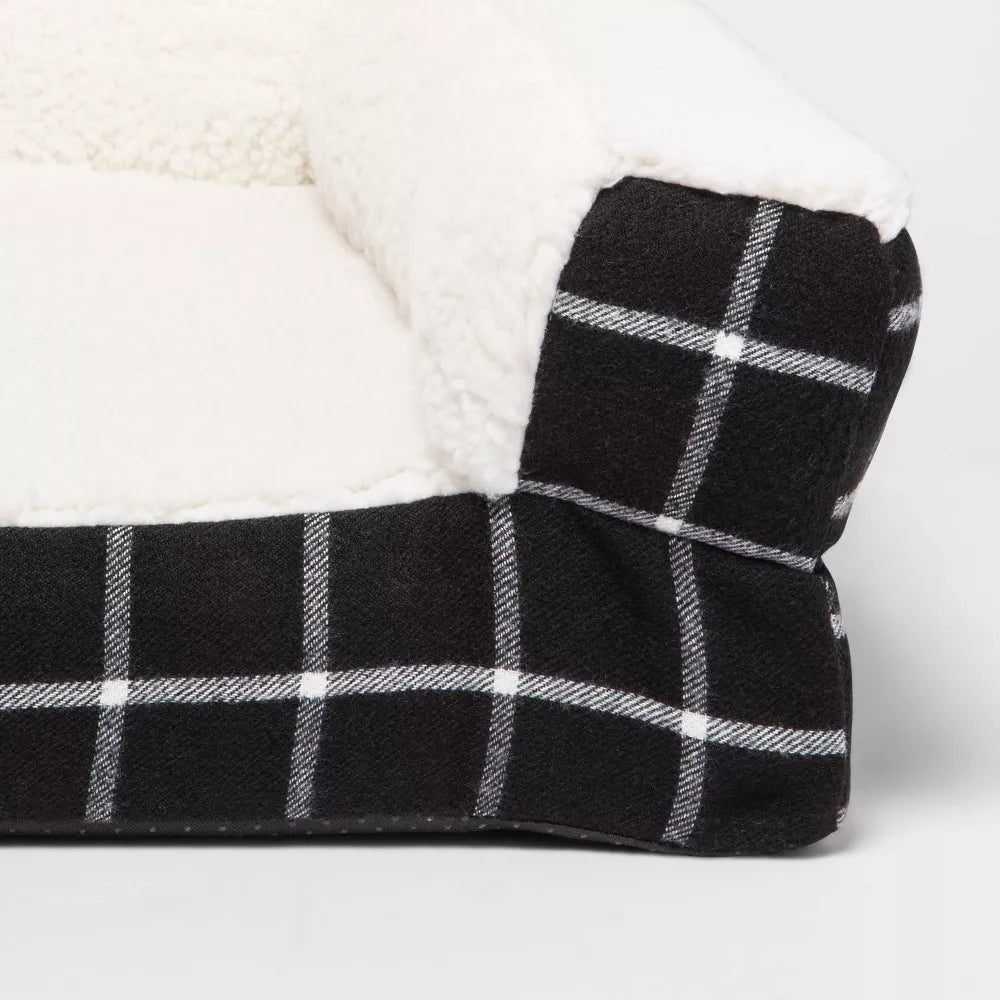 Window Pane Plaid Pillow Couch Dog Bed - Boots & Barkley