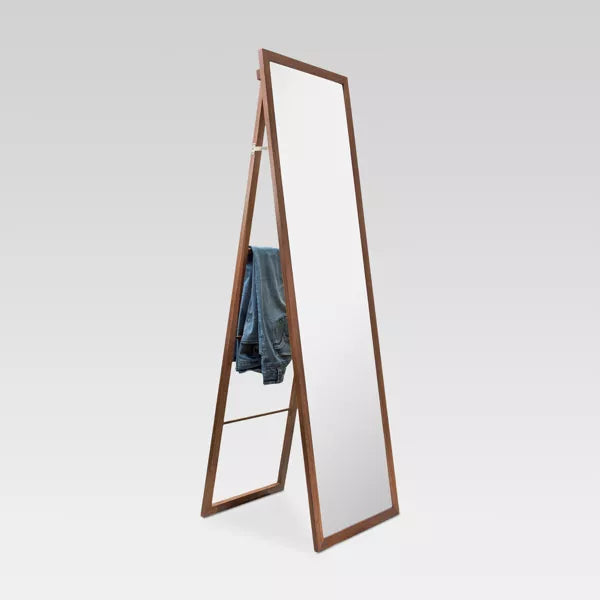 20" x 65" Wood Ladder Standing Mirror Brown - Threshold™