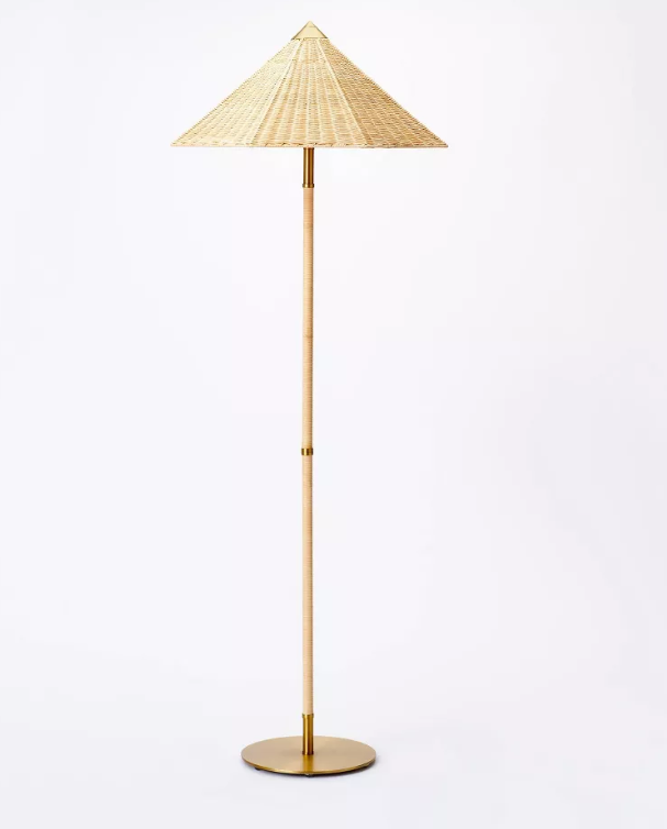 Floor Lamp Gold Iron with Tapered Rattan Shade (Includes LED Light Bulb) - Threshold™ designed with Studio McGee