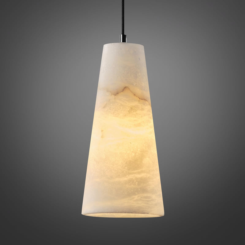 OSRoyce natural white alabaster pendant light with black cord — manufacturer reference photo