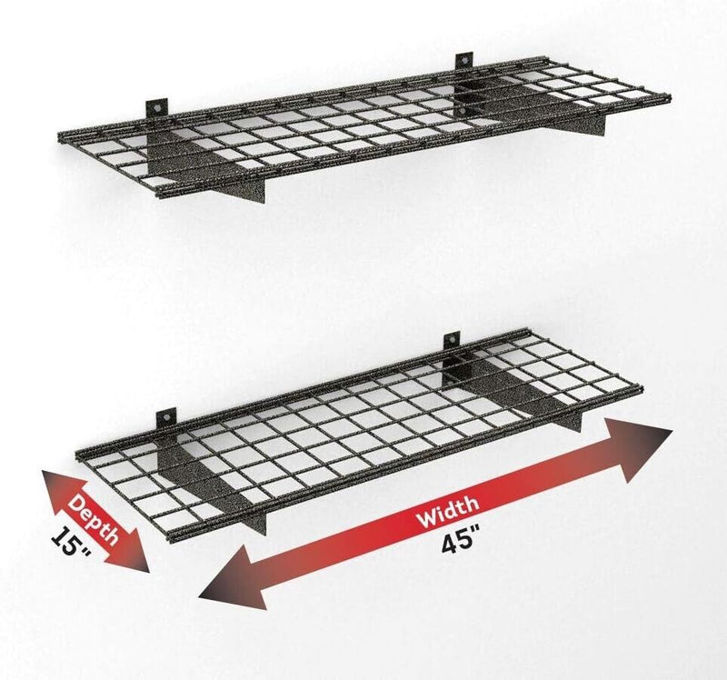 HyLoft 0652 45-Inch by 15-Inch Steel Wall Shelf for Garage Storage, 2-Pack