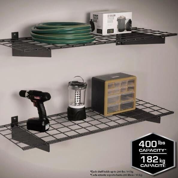 HyLoft 0652 45-Inch by 15-Inch Steel Wall Shelf for Garage Storage, 2-Pack
