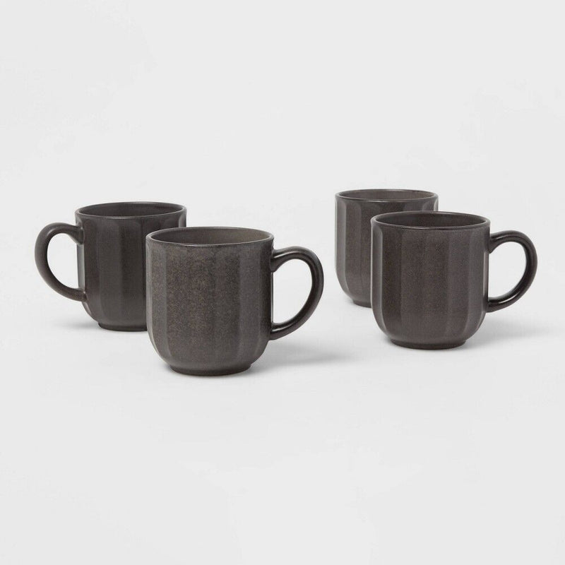 Threshold Stoneware Ardencroft Mugs 13.5 Oz 4 Piece Set Gray Brand New
