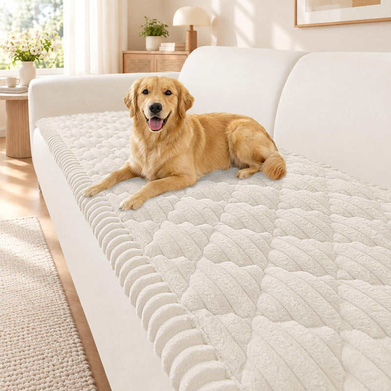 Smiry white flannel non-slip couch cover — manufacturer reference photo