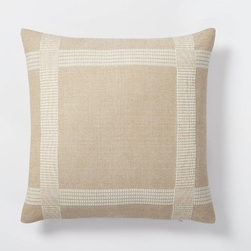 Oversized Woven Cotton Wool Windowpane Square Throw Pillow Brown - Threshold™ designed with Studio McGee