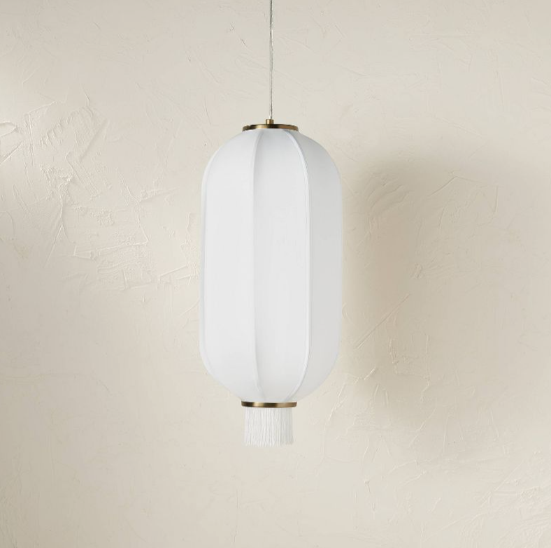 Opalhouse × Jungalow Euclid Fabric Pendant Lamp – Cream / White – Open Box