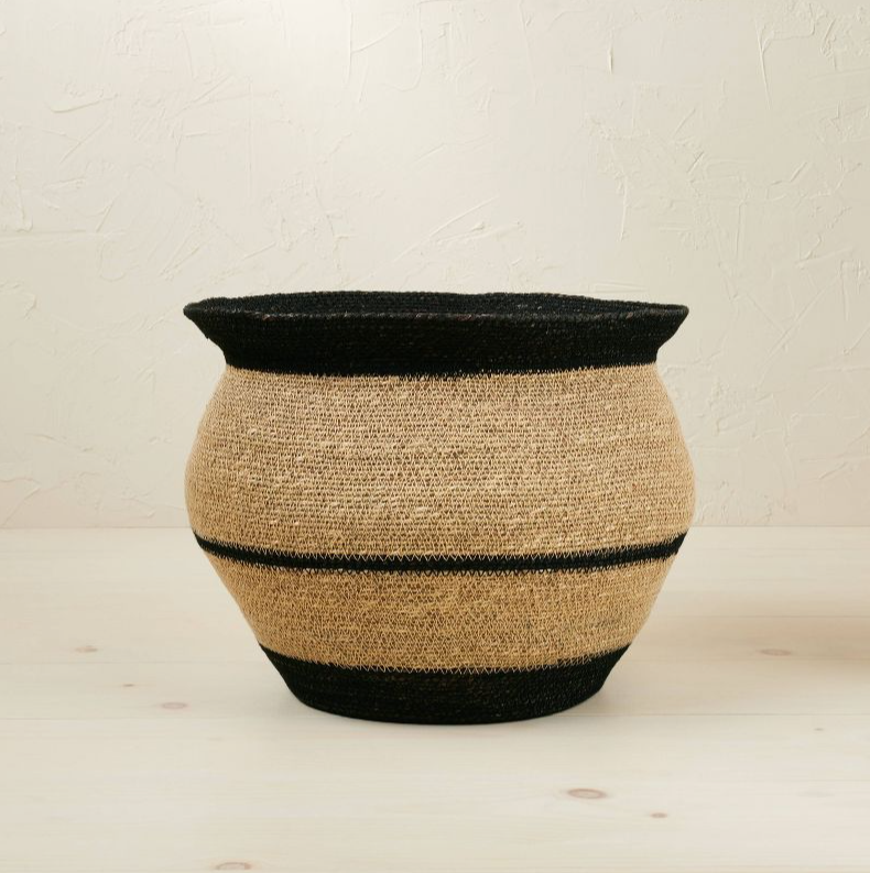 10" x 14" Round Seagrass Decorative Basket Black - Opalhouse™