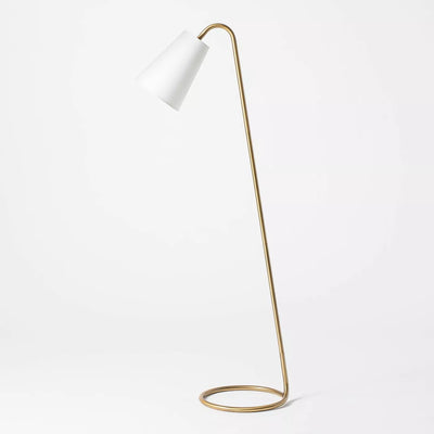 Metal Tube Leaning Floor Lamp Brass Threshold designed with Studio McGee