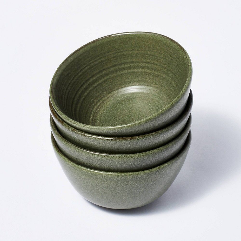 22oz 4pk Stoneware Salad Bowls Green - Threshold Designed With Studio McGee