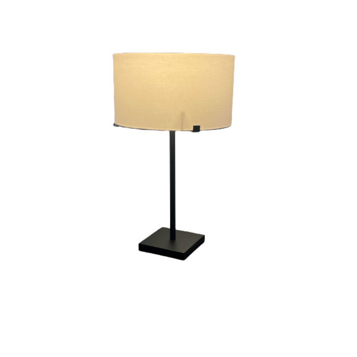 24" Cross Brace Table Lamp Black Finish White Fabric Shade with Bulb