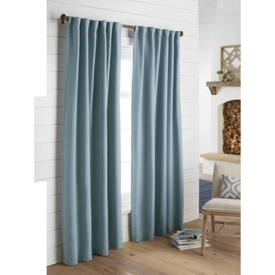 1pc Blackout Aruba Linen Window Curtain Panel - Blue