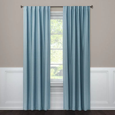 1pc Blackout Aruba Linen Window Curtain Panel - Blue