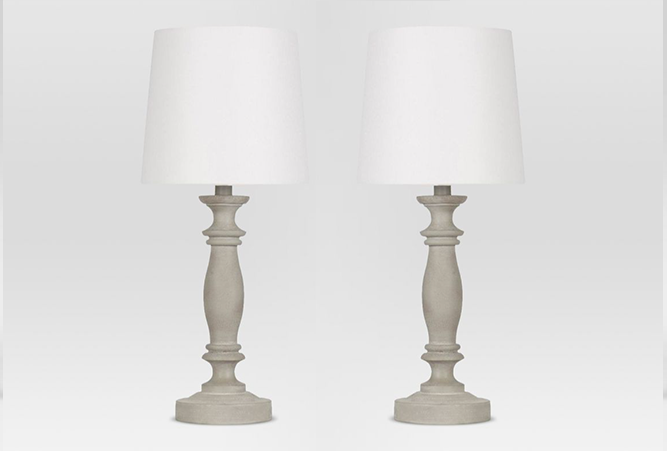 SET OF 2 THRESHOLD Turned Polywood Table Lamp | 21.5" x 9.5" | Gray |