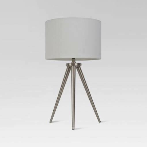 PROJECT 62 DELAVAN TRIPOD TABLE LAMP NICKEL
