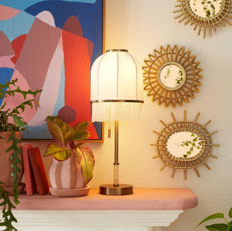Euclid Fabric Table Lamp with USB (Includes LED Light Bulb) Cream - Opalhouse™