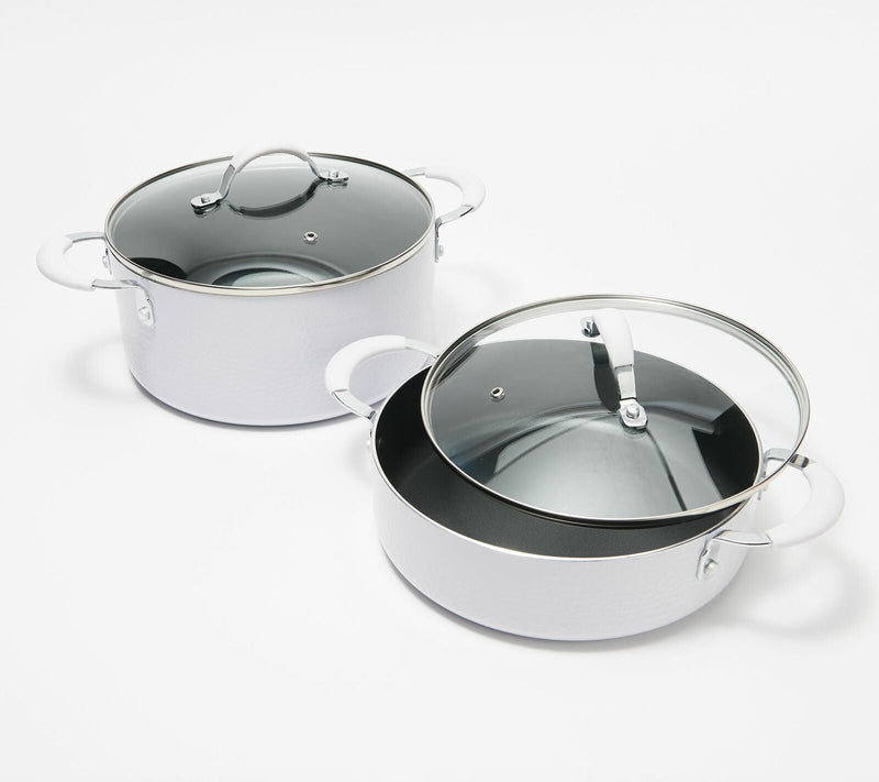 Goodful 4-Piece 3-qt and 5-qt Hammered Stock Pot Set