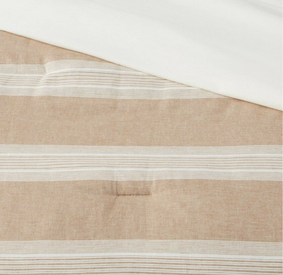 Full Queen Chambray Yarn Dye Stripe Comforter & Sham Set Beige