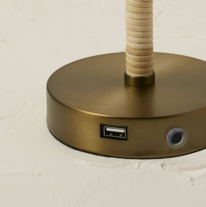 Euclid Fabric Table Lamp with USB (Includes LED Light Bulb) Cream - Opalhouse™