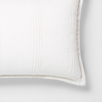 14" x 20" Textured Stripe Lumbar Pillow Sour Cream -