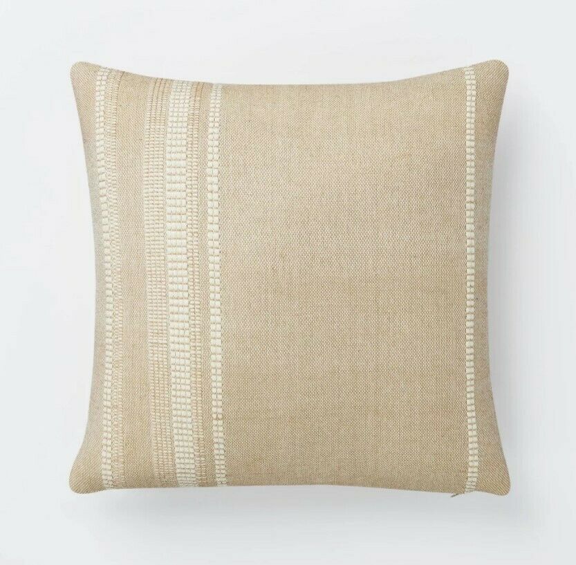 Threshold Woven Cotton Wool Striped Square Throw Pillow Decorative