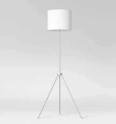 Room Essentials Tripod Floor Lamp Silver Finish with LED Light Bulb