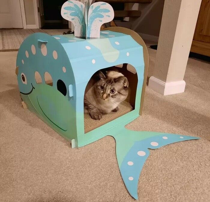 Cat Scratcher Play House  Boots & Barkley Whale Scratch House 18"x 15" x 28
