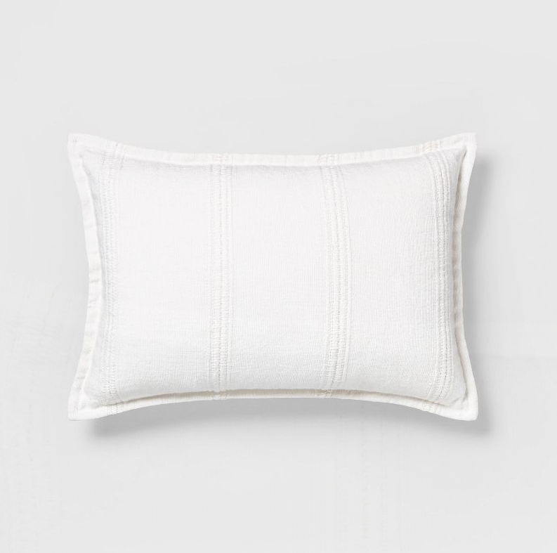 14" x 20" Textured Stripe Lumbar Pillow Sour Cream -