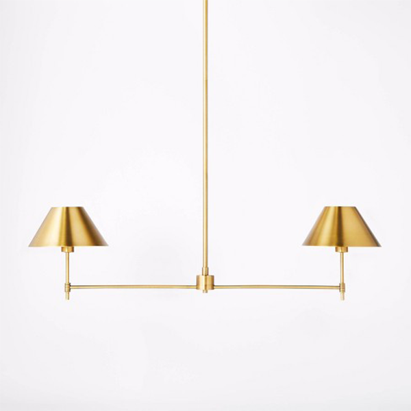Metal Two Arm Shaded Chandelier Ceiling Light Brass